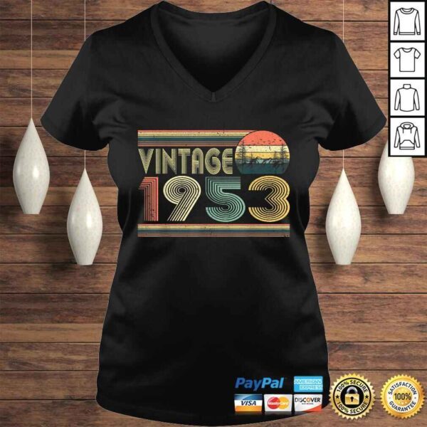 Official Born In 1953 Retro Vintage 67th Birthday Gifts 67 Years Old V-Neck T-Shirt - Image 2