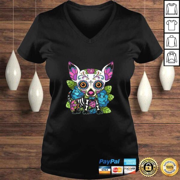 Official Chihuahua Sugar Skull Mexico Dog Calavera Dia De Los Muertos Tee Shirt - Image 2