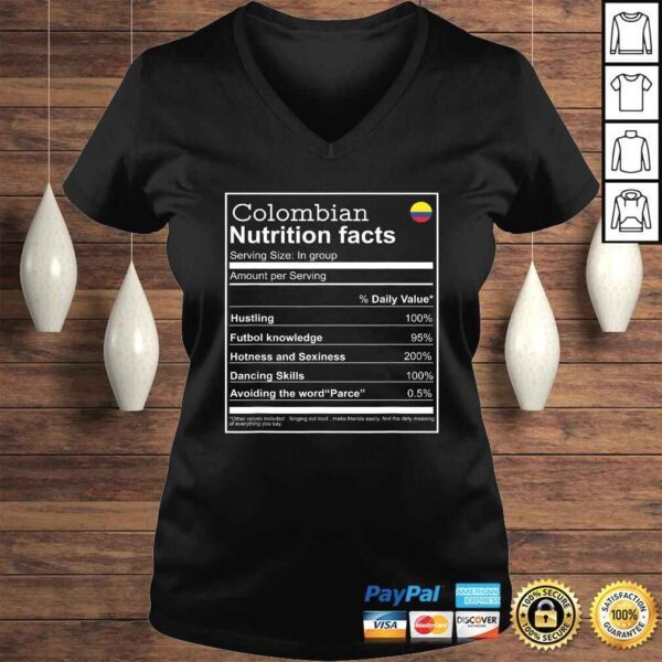 Official Colombian Nutrition Facts funny cool graphic Shirt - Image 2