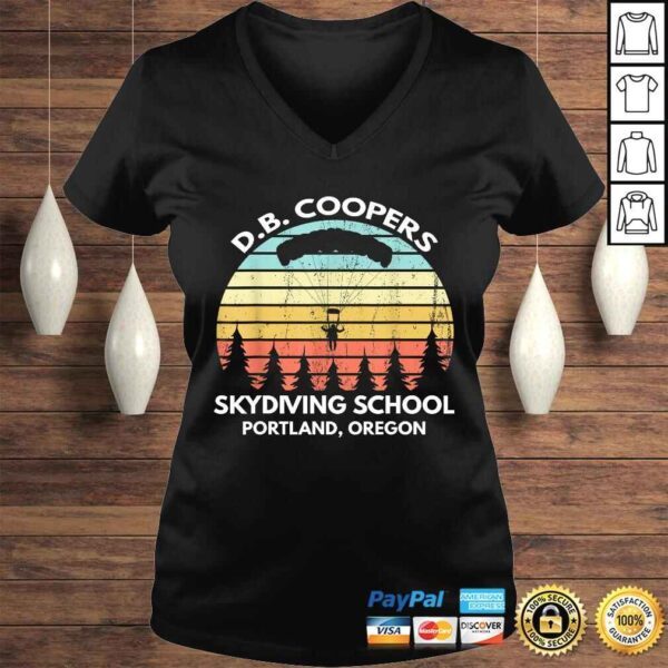 Official D. B. Coopers Skydiving School Portland, Oregon Funny V-Neck T-Shirt - Image 2