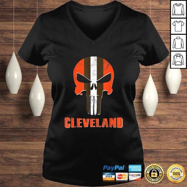 Official Football Helmet Ohio Cleveland Skull CLE Football Fan Tee Shirt - Image 2