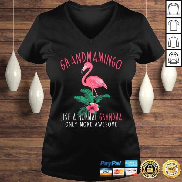 Official Grandmamingo Like An Grandma Only Awesome Floral Flamingo Shirt - Image 2