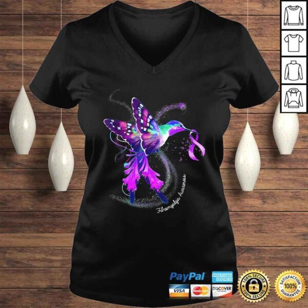 Official Hummingbird Holding Purple Ribbon Fibromyalgia Awareness Shirt - Image 2