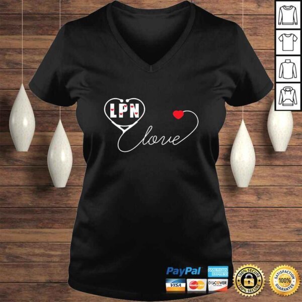 Official LPN Licensed Practical Nurse Stethoscope Valentines Day TShirt - Image 2