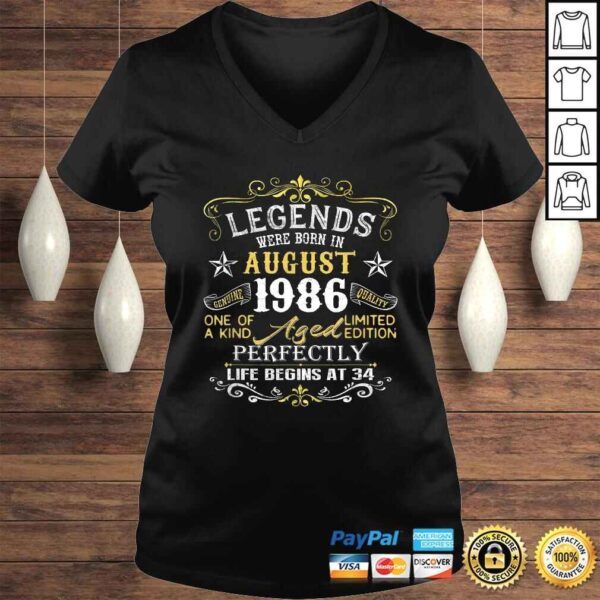 Official Legends Were Born In August 1986 34th Birthday TShirt Gift - Image 2