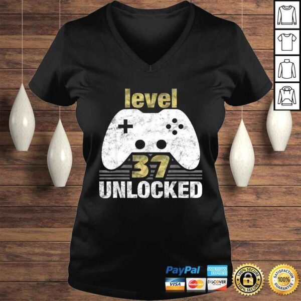 Official Level 37 Unlocked 37th Birthday 37 Year Old Gift for Gamers TShirt - Image 2