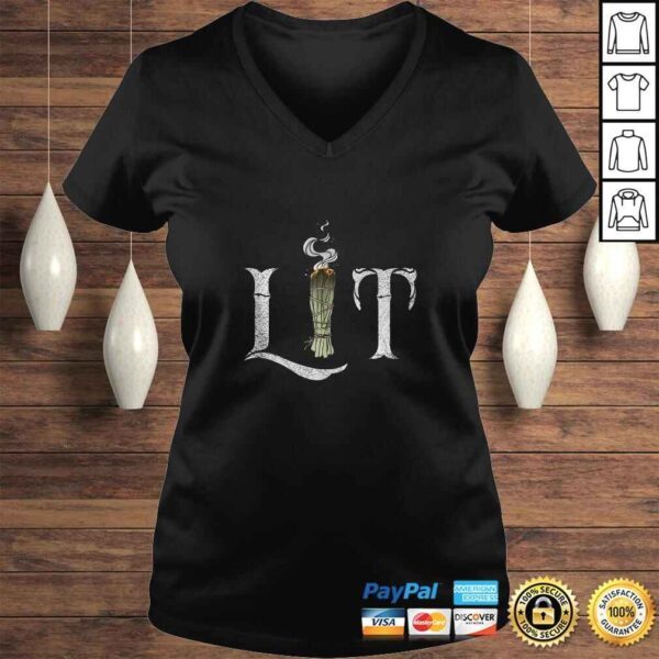 Official Lit Funny Burning Sage Smudge Stick Witch Halloween Gift Gift TShirt - Image 2