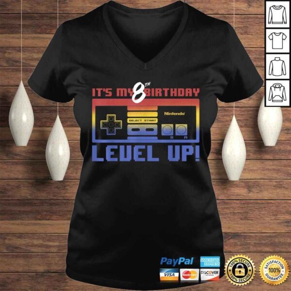 Official Nintendo It's My 8th Birthday Level Up! SNES Controller Gift TShirt - Image 2