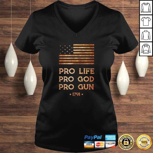 Official Pro Life Pro God Pro Gun - Right to Bear Arms 13 Star Flag TShirt - Image 2