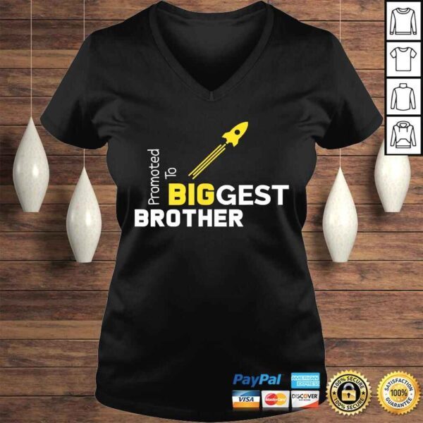 Official Promoted to Biggest Brother Shirt Pregnancy AnnouncemenV-Neck T-Shirt - Image 2