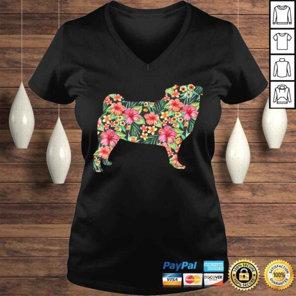 Official Pug Flower Funny Dog Silhouette Floral Gifts Women Men Shirt - Image 2