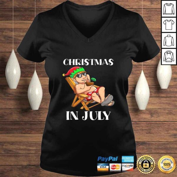 Official Relaxing Elf On Summer Vacation On Beach Christmas In July TShirt - Image 2