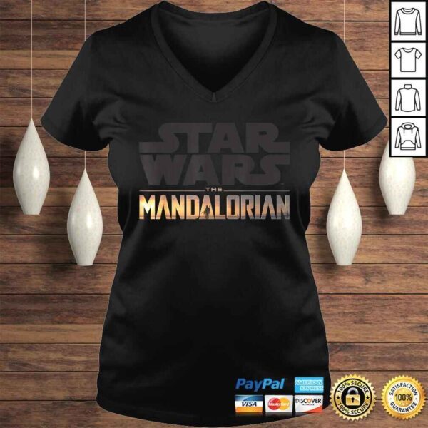 Official Star Wars The Mandalorian Show Logo Stack C1 Tee Shirt - Image 2