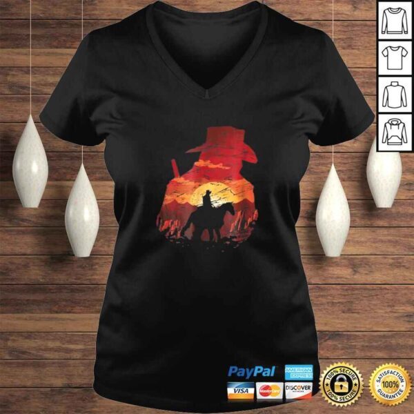 Official Sunset Cowboy RDR2 Cool Gaming T-shirt - Image 2