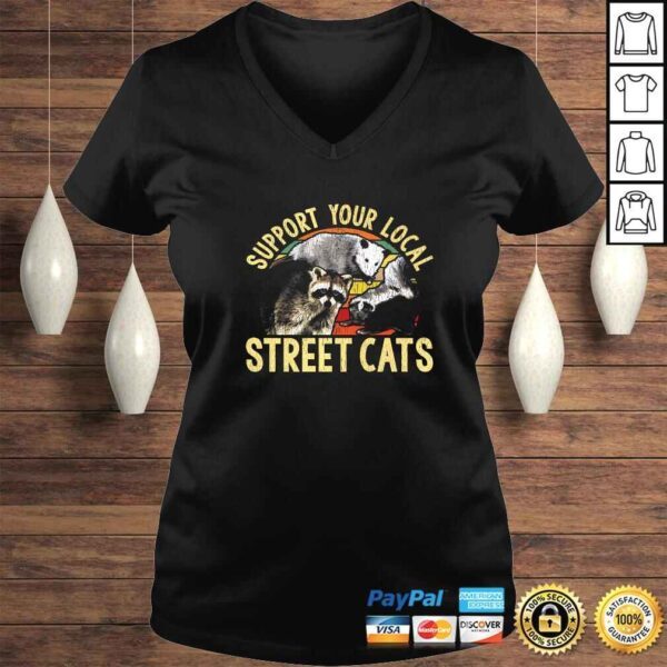 Official Support Local Street Cats! Raccoon, Skunk TShirt - Image 2