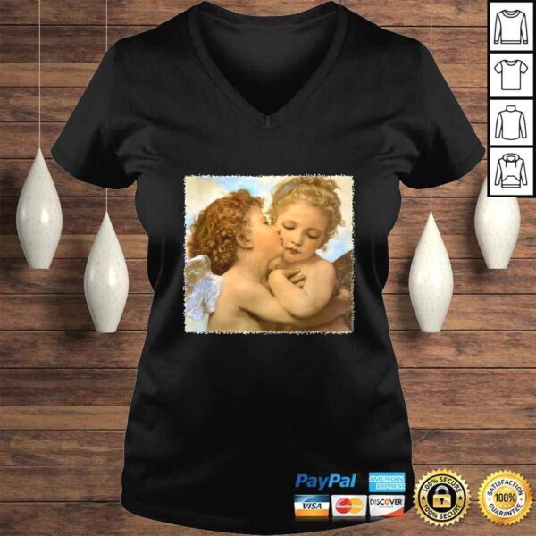 Official The First Kiss, angels detail by Bouguereau TShirt - Image 2