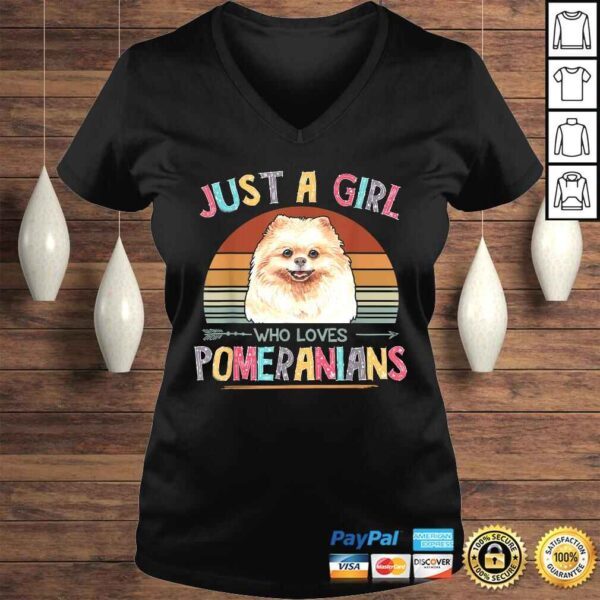 Official Vintage Just A Girl Who Loves Pomeranians Dog Lovers Shirt - Image 2