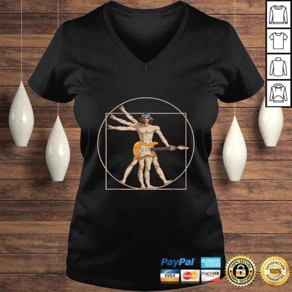 Official Vitruvian Man Guitar Shirt Da Vinci Guitarist USA Rock TShirt - Image 2