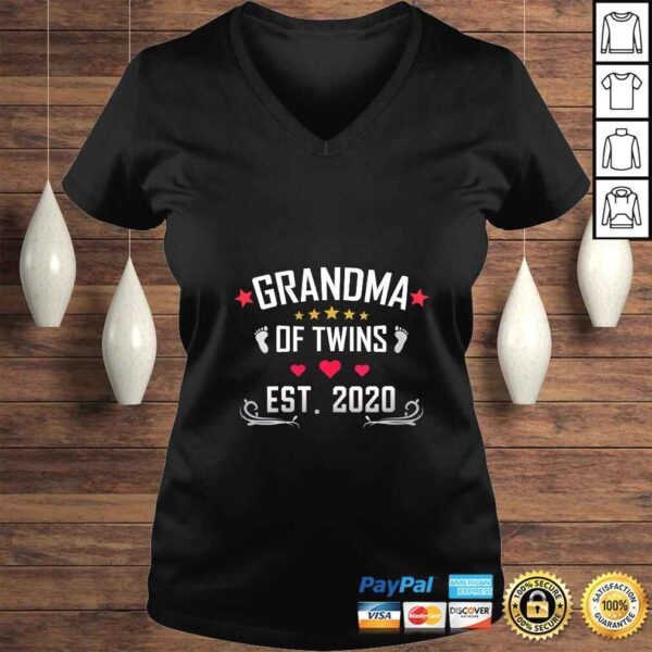 Official Womens Grandma Of Twins Est 2020 New Nana Cute Tee Shirt - Image 2