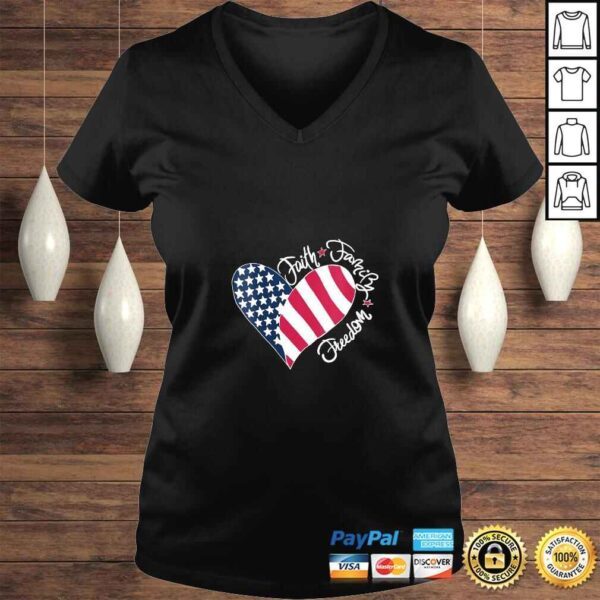 Official Womens Patriotic Christian US Flag Faith Family Freedom Liberty Tee Shirt - Image 2