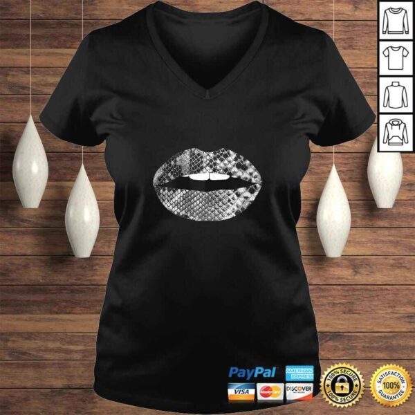 Official Womens Snakeskin Lips Snakes Print Kiss Mouth Shirt - Image 2