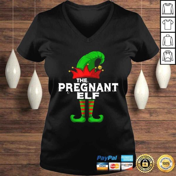 PREGNANT Elf Family Christmas Group Matching PJ Tee Shirt - Image 2