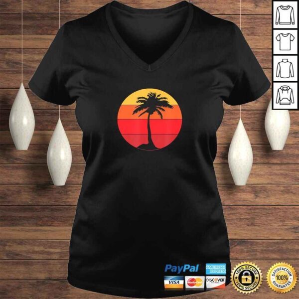 Pacific Ocean Beach Palm Tree Sun Retro Vintage Shirt - Image 2