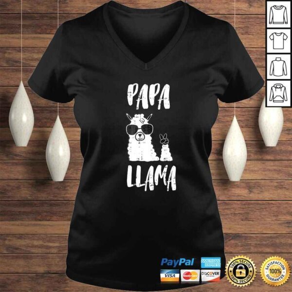 Papa Llama Daddy Cute First Fathers Day Outfit V-Neck T-Shirt - Image 2