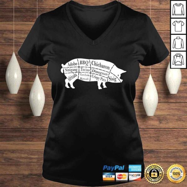 Pig Parts Filipino Food BBQ Pinoy Adobo Funny Pork V-Neck T-Shirt - Image 2