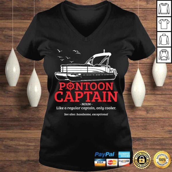 Pontoon Captain Definition Funny Pontoon Boat Boating V-Neck T-Shirt - Image 2