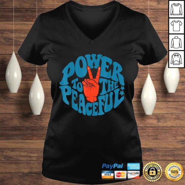 Power To The Peaceful Retro Vintage 70s 4th Of July Tee Shirt - Image 2