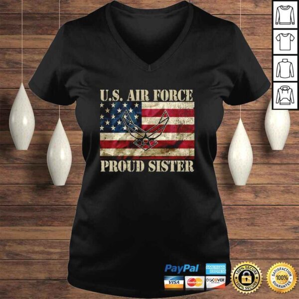 Proud Air Force Sister Military Veteran Pride US Flag Hoodie - Image 2