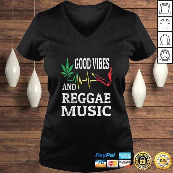 Rasta Reggae Music Marijuana Leaf Heartbeat Blunt Good Vibes Shirt - Image 2