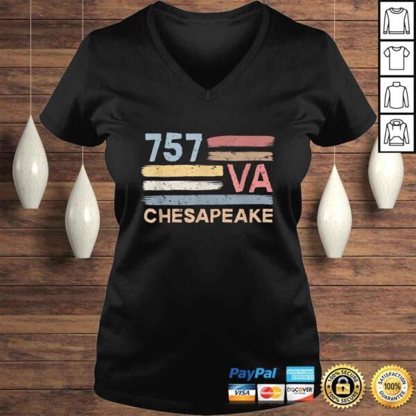 Retro Chesapeake Area Code 757 Residents State Virginia Tee T-Shirt - Image 2