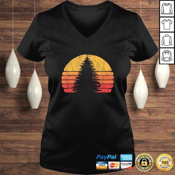 Retro Sun Minimalist Pine Tree Design - Graphic 80's TShirt - Image 2