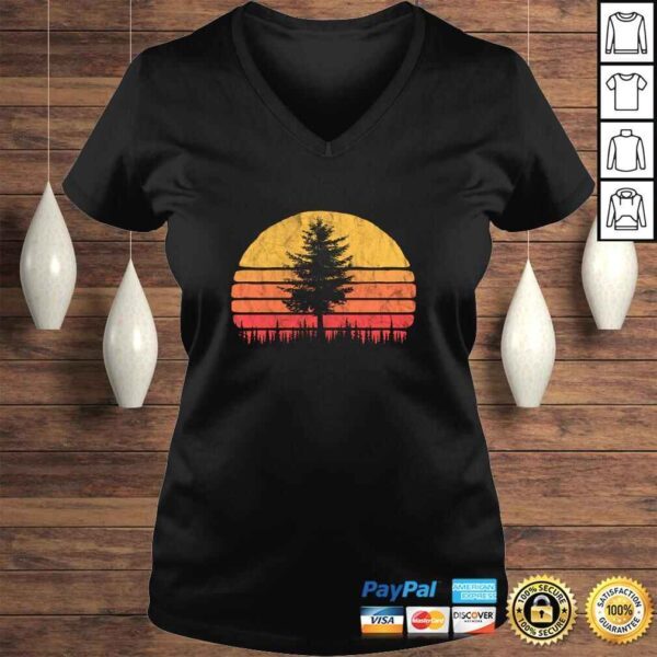 Retro Sun Minimalist Pine Tree Vintage Graphic Long Sleeve Gift TShirt - Image 2