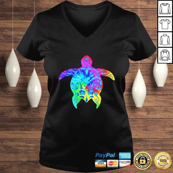 Sea Turtle Polynesian Hawaiian Rainbow Tee Shirt - Image 2