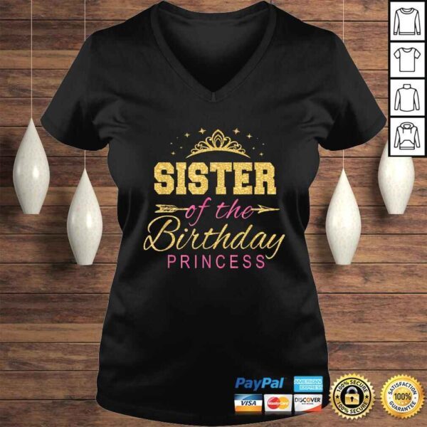 Sister Of The Birthday Princess Girls Party V-Neck T-Shirt - Image 2