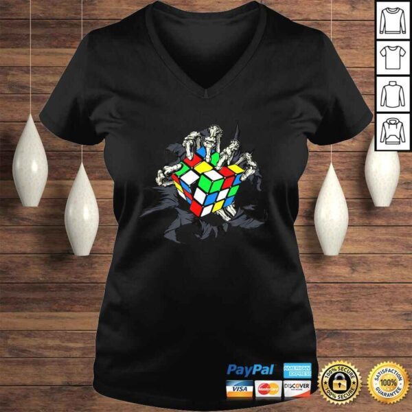 Skeletal Hands Solving Cube Puzzle TShirt - Image 2