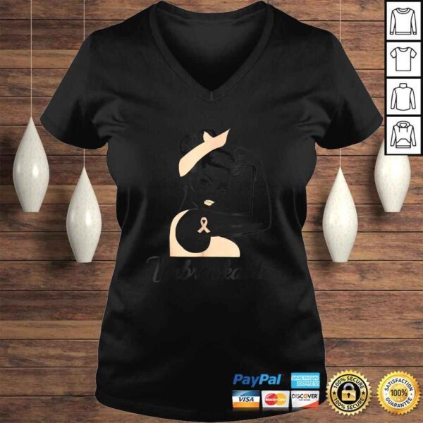 Strong Woman Uterine Cancer Warrior Unbreakable V-Neck T-Shirt - Image 2