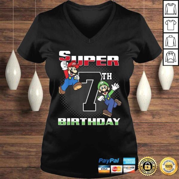 Super Mario And Luigi Super Birthday 7th Birthday PortraiShirt - Image 2