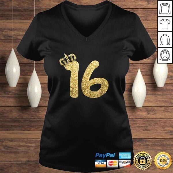 Sweet 16th Birthday Shirt Gifts for Girls Sixteen Gold - Image 2