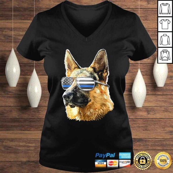 Thin Blue Line Flag K9 Shirt German Shepherd Police Dog TShirt - Image 2