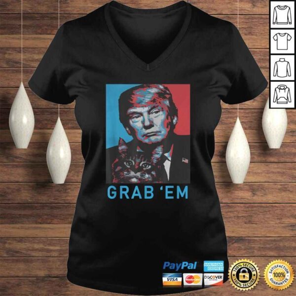 Trump Cat Grab' Em Vintage Retro Trump Gift TShirt - Image 2