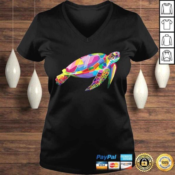 Turtle Shirt Colorful Floating Turtle Geometric Animal Tee - Image 2