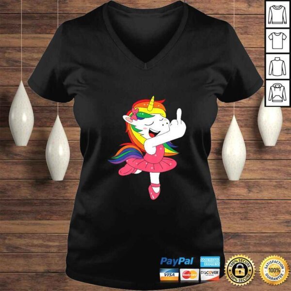 Unicorn go to hell Fuck Off with middle finger TShirt - Image 2