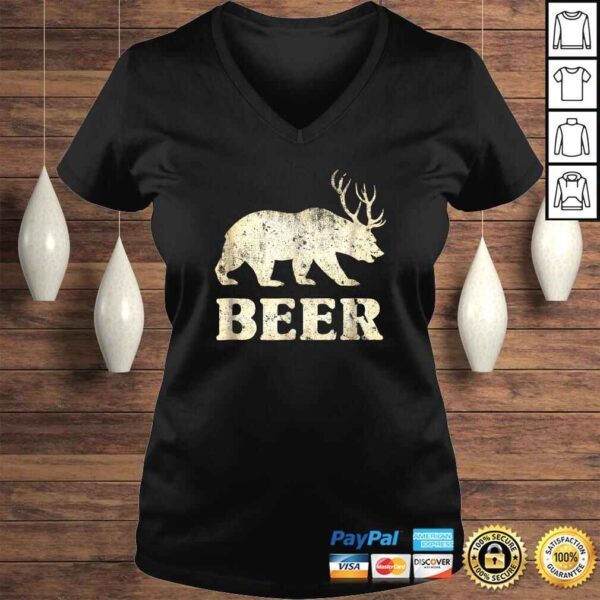 Vintage Bear Deer Funny Beer TShirt - Image 2