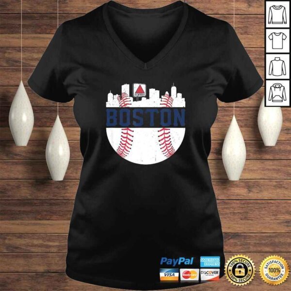 Vintage Boston Baseball Skyline Massachusetts Retro Fan TShirt - Image 2