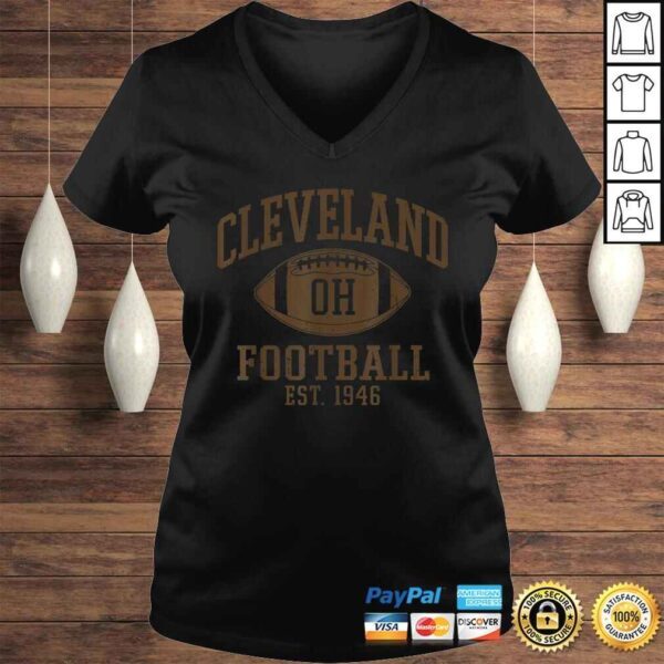 Vintage Distressed Cleveland-Football Ohio Retro Brown CLE Shirt - Image 2