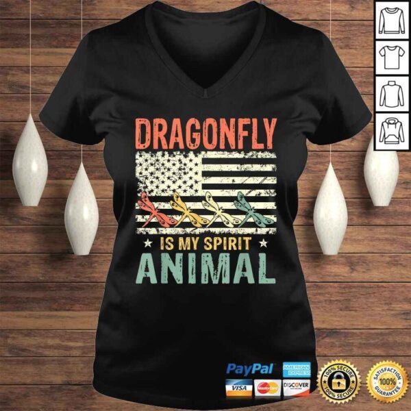 Vintage Dragonfly Is My Spirit Animal American Flag TShirt - Image 2